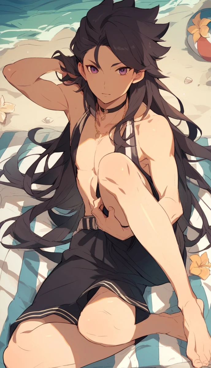 ((masterpiece)), ((Best Quality)),(photo realistic), beach, Starry sky, crescent moon, Moonlight, midnight,(Bathing), (public hair),(Beautiful Japanese Woman), (26 years old),1woman, looking at viewers,((pubic hair:1.2)), (full nude:1.4), (Attractive waist circumference), (Attractive thighs), (Wet skin), Pulled back hair,wide forehead,(Wet hair), (wide-hips), Perfect limbs, (flat chest:1.4), (abs:1.2), black long hair,straight hair, (blush), Outstanding proportions, Necklace, Accessories, (muscular), (Detailed face), (Detailed beautiful eyes), (Big eyes)