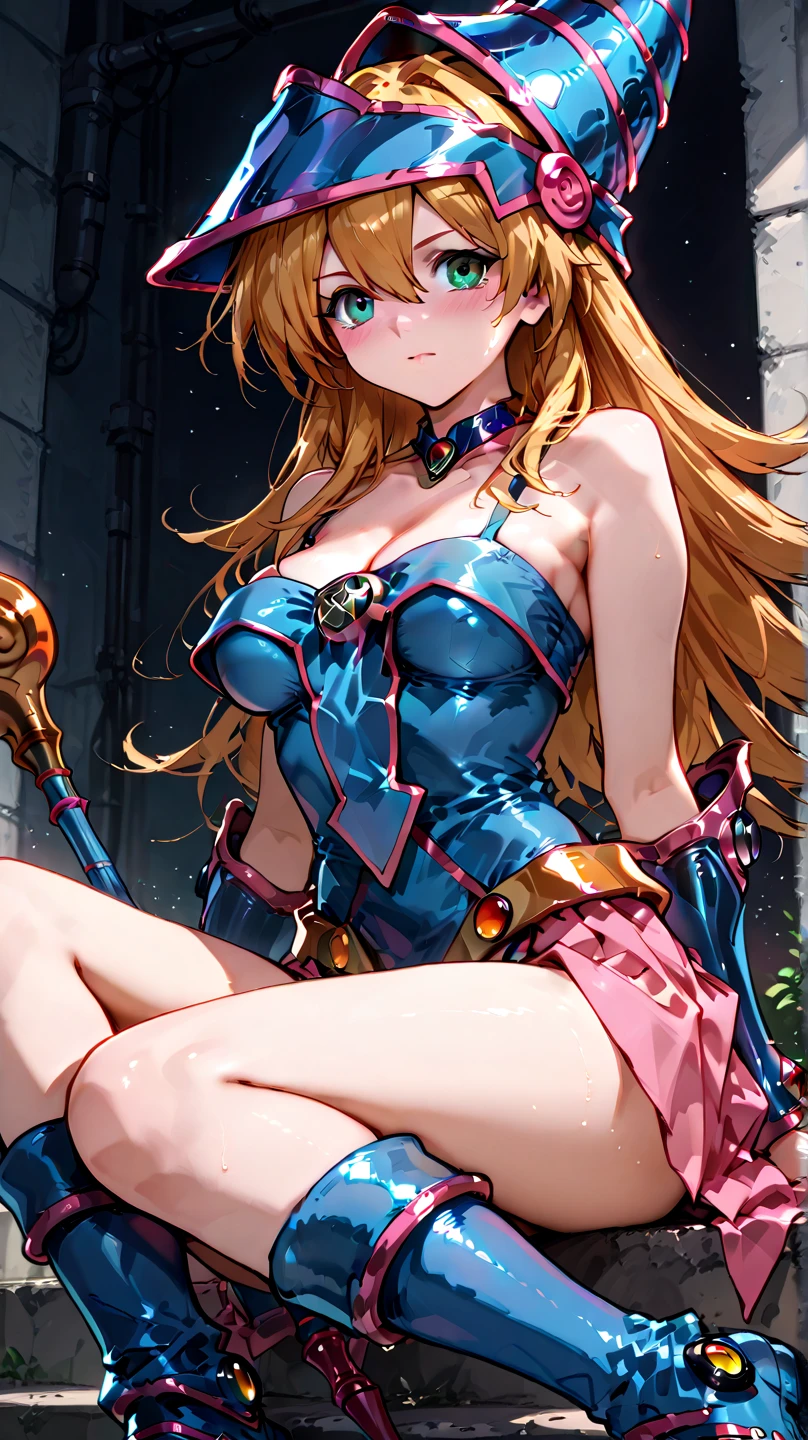 (masterpiece, best quality), 1girl,    <lora:MateriaFF:0.8> MateriaFF, 1girl, solo, long hair, blonde hair, red hair, two-tone hair, yellow eyes, navel, cleavage, bare shoulders, medium breasts, wings, crown,