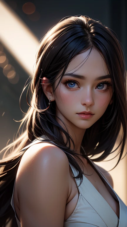 ((Waist half)) Beautiful anime girl /// (Features) Wearing detailed combat uniforms ((respite & Rusty)) With scarf, Upper body shot, Delicate skin, Face in focus, Detailed eyes and pupils, Detailed hair, Intricate details and sharp, masterpiece, Global Illumination, True Shadows, Bokeh, best quality, photoPractical, Practical, 8K