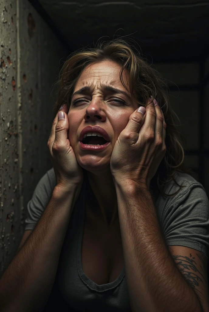 a young white female waking up screaming,sweating,,young white male surprised from his sleep,highly detailed,realistic,photorealistic,cinematic lighting,dramatic expression,intense emotions,intricate details,vivid colors,UHD,8k,best quality,masterpiece