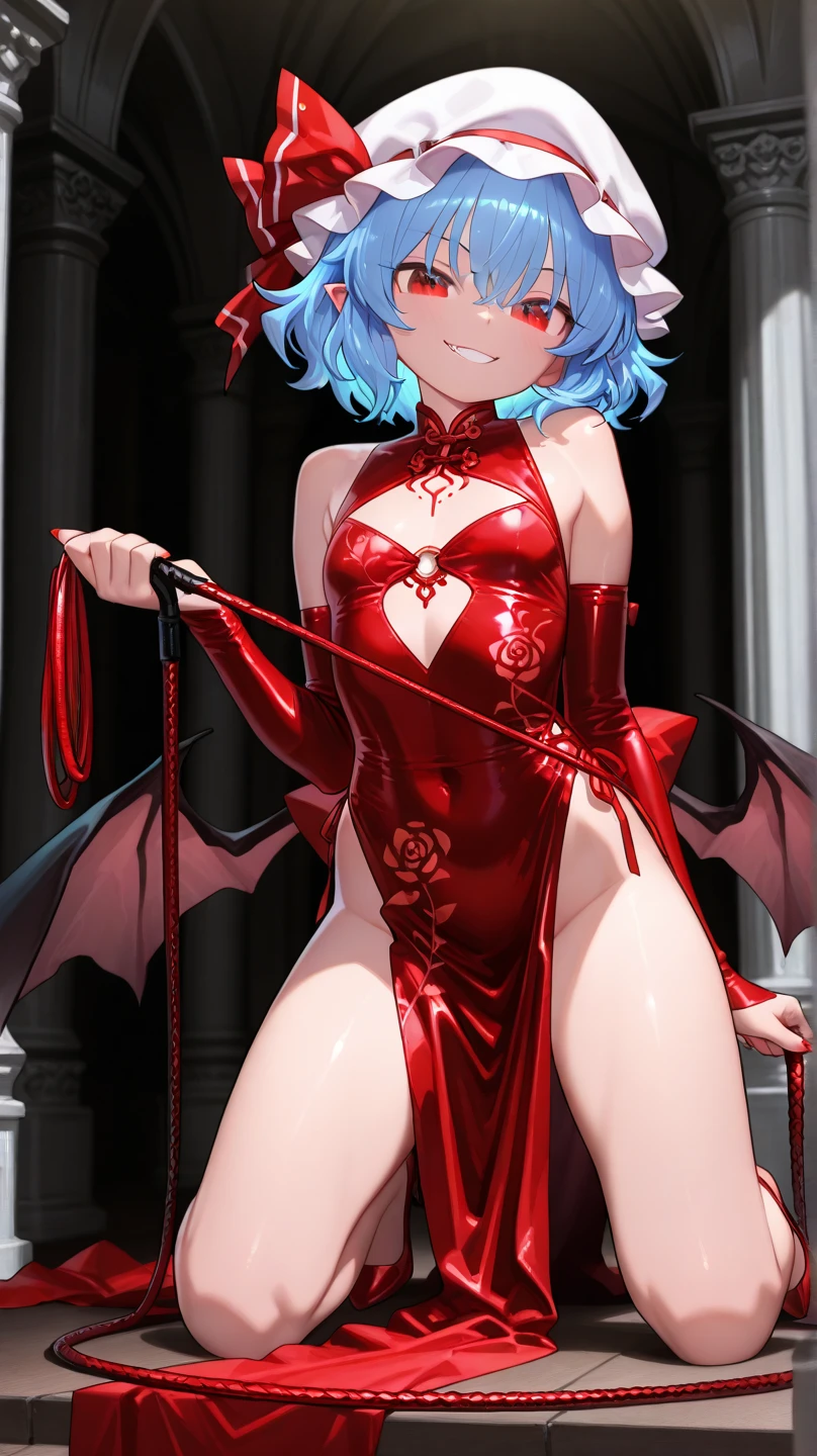 (masterpiece: 1.2, best quality), (1 loli, solo), huge breasts, (dynamic posture), (bright skin, dark red skin), demon girl, red skin thin and lacy gloves, ( small demonic horns:1.1), (Lilith \(Darkstalkers\)), (heaven), fringe, (jewelry, golden ornament:1.15 ), large pelvis, blue (pantyhose:1.1)