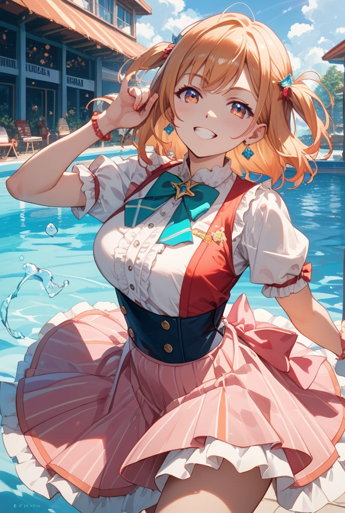 Pool，Hands touch your breasts，Stick out your tongue，cute girly --auto