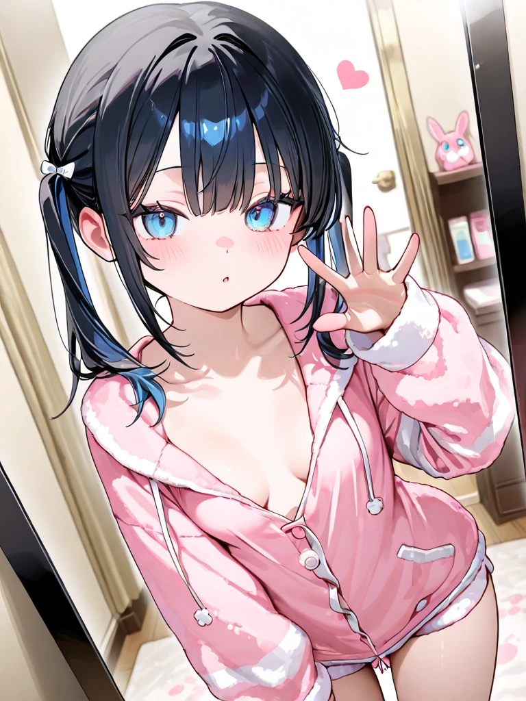 High resolution、realistic、(1boy)、((Only the lower body is photographed))、((penis is short))、()、(((cum on breasts)))、1girl、young girl、twin tails、Marie、black hair、very young face、Amused、grin、low length、thin arms、perfect hands、delicate body、(Moderate thighs)、((handjob))、belly button、hoodie、shorts、shortsのジッパーが開いています、(Pinch the tip of the penis with your fingers)、in the locker room、NSFW、((Angle from above))、close up of penis、((Pinch the glans with your fingers))