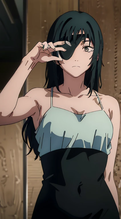 a Japanese girl, anime style being hanged by a rope, stuck in your throat and struggling to breathe, the rope tightens her throat and leaves her above the ground, making your feet swing, the girl is tall and has relatively large breasts, but her breasts are held tight by a bra