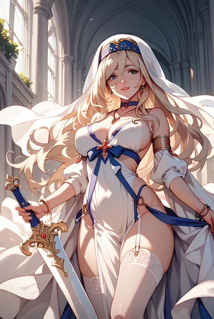 {{{nsfw:1.5}}},{{{Nude}}}Very beautiful woman、Slender women、(Detailed face)、Realistic Skin、((Holy Knight)), ((Pearl White Armor))、((((A black armor with extremely detailed and intricate decoration.:1.1))))、((Delicate photo))，(Girl Astepeace RAW Photo Details:1.25), (Highest quality:1.6), (Ultra-high resolution:1.5), (Realistic:1.75), 8K resolution, Canon EOS R5, 50mm, Absurd, Super detailed,Cinema Lighting,((Fightfield))、((Fight))、(((White skirt with embellishments)))、Thigh-high socks、Shingard、((blonde))、((Curly Hair))、((Drill Hair))、((Short hair with bangs and wavy hair,))、Get a six pack、Cape、Beautiful Armor、(((Has a huge weapon)))、(In combat)、The wind is blowing、((Symmetrical armor))、((((Blizzard))))、(((Lead a large group of knights:1.2)))、banner、(((Battle Scenes)))、((Browsing Caution:1.2))、(((I can see her panties:1.4)))、、((Skirt lift in the wind))