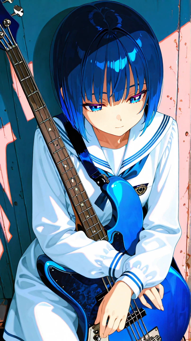 anime girl with blue hair and black top sitting on a blue surface, [ 4 k digital art ]!!, seductive anime girl, anime style. 8k, anime moe artstyle, 2 d anime style, anime style 4 k, anime girl, beautiful anime girl squatting, (anime girl), anime styled 3d, the anime girl is crouching