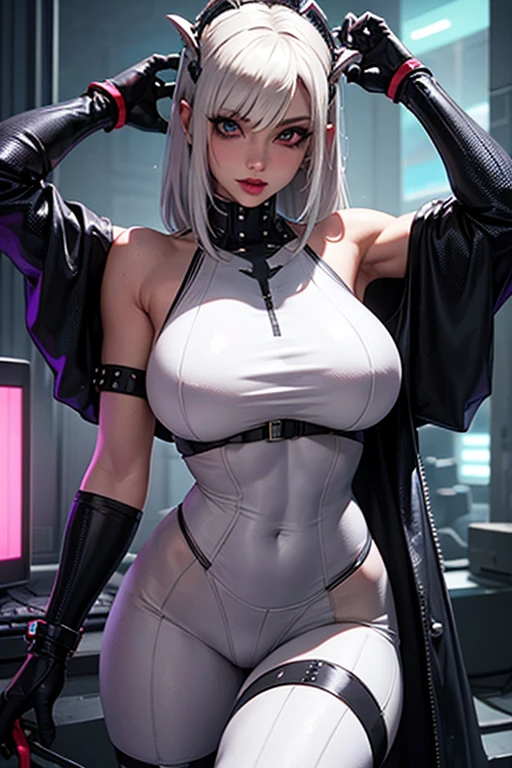 (1 rapariga:1.3), 独奏, (((Highly detailed face)))), ((Highly detailed eyes and face)))), beatiful detailed eyes, Body parts__, offcial art, Unified 8K wallpapers, ultra - detailed, Beautiful and beautiful, big breasts beautiful, tmasterpiece, best qualtiy, Original, tmasterpiece, ultra fine photography, best qualtiy, hyper HD, photorealistic realism, rays of sunshine, full-body portraits, stunningly beautiful, dynamicposes, delicated face, Vivid eyes, (From the front), She wears futuristic outfits,rred and black color scheme,highly detailed city roof background,the roof,looking over city,detailed face with,detailed complex busy background,Messy and gorgeous milky white,highly detailedskin,Realistic details of skin,Visible pores,Clear focus,volume fog,8K UHD,digital SLR camera,high qulity, filmgrain, White skin of the, photorealisti, DL, futuristic dystopian megalopolis, semi transparent,sexl,Clothes visible on the chest,The crotch is fully visible,ssee-through