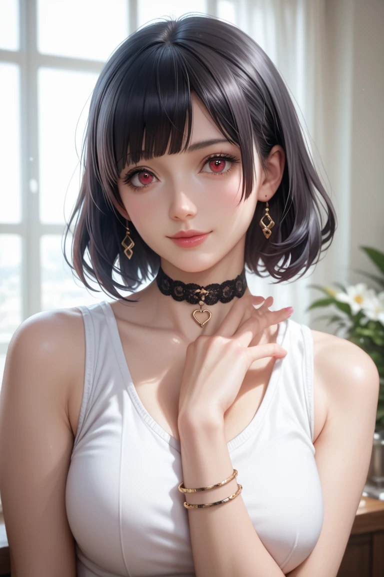 {{{16k}}},{{{masterpiece}}}, {{{best quality}}}, {{{ultra detailed}}},{{{an extremely delicate and beautiful}}},Hard Dark Gothic Makeup,Black dark eyeshadow,Expression of intense sexual pleasure,Embarrassed look,pink shirt,cosplay, bangs,long sleeves, choker, ribbon,pink lips, black skirt, black bow,Pink embroidery,Beautiful Face,incoming kiss,jirai kei, Showcasing cleavage,Emphasize the cleavage,((large breasts:1.2)), Skinny,beautiful girl,((bowl cut:1.2)),See-through bangs,Pink Ribbon,looking at the camera,((Face close-up:1.1)),deep shadows,