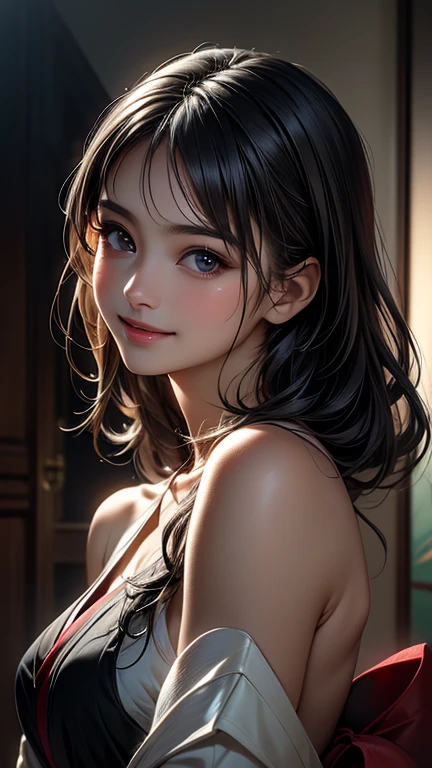 realisticlying,16yo girl,Super close-up of the face、Ghanaians can't see clothes、Face Real,Lustful face,smil、sit on a bed、Look straight up and look at us、Cleavage emphasis,My breasts are really getting bigger.,Cleavage emphasis,(Super large zoom of chest)、White micro bra for sexy
