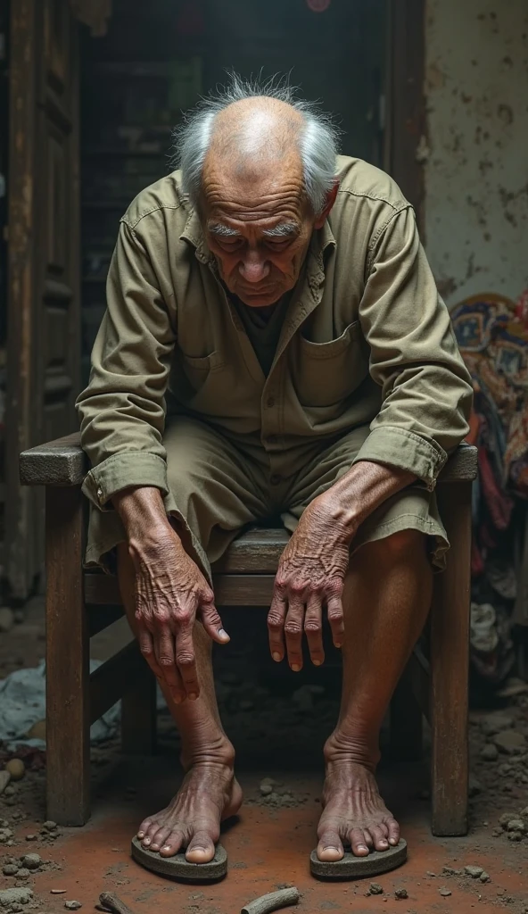 Injured Indonesian elderly man is in psychiatric room