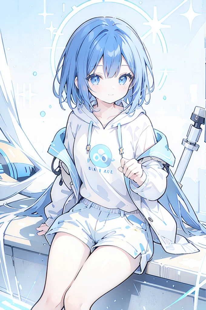 masterpiece, best quality, <lora:ptf6-3:1>, sleepwear, blue_hair, white_shirt, glasses,