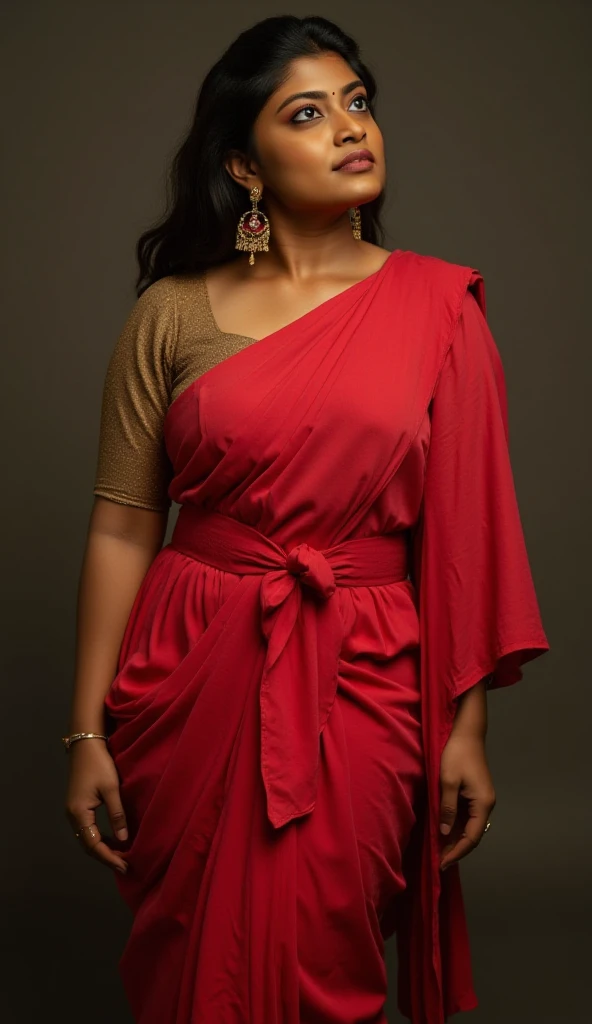 Tall Pakistani woman, 40 years old, looking stunning in skimpy off shouder dress showing off long shapely legs in high heels and prominent collarbone, full shot, extremely close facial resemblance