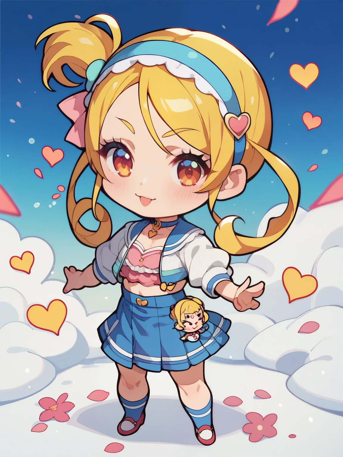 score_9, score_8_up, score_7_up, score_6_up, score_5_up, score_4_up, anime,nsfw, uncensored,( chibi:1.5),anime girl,Correct Anatomy,young ,short,small,skinny,girl,1980's anime style,Curved waist,Pretty Cure Style,glitter,Heart Particles,