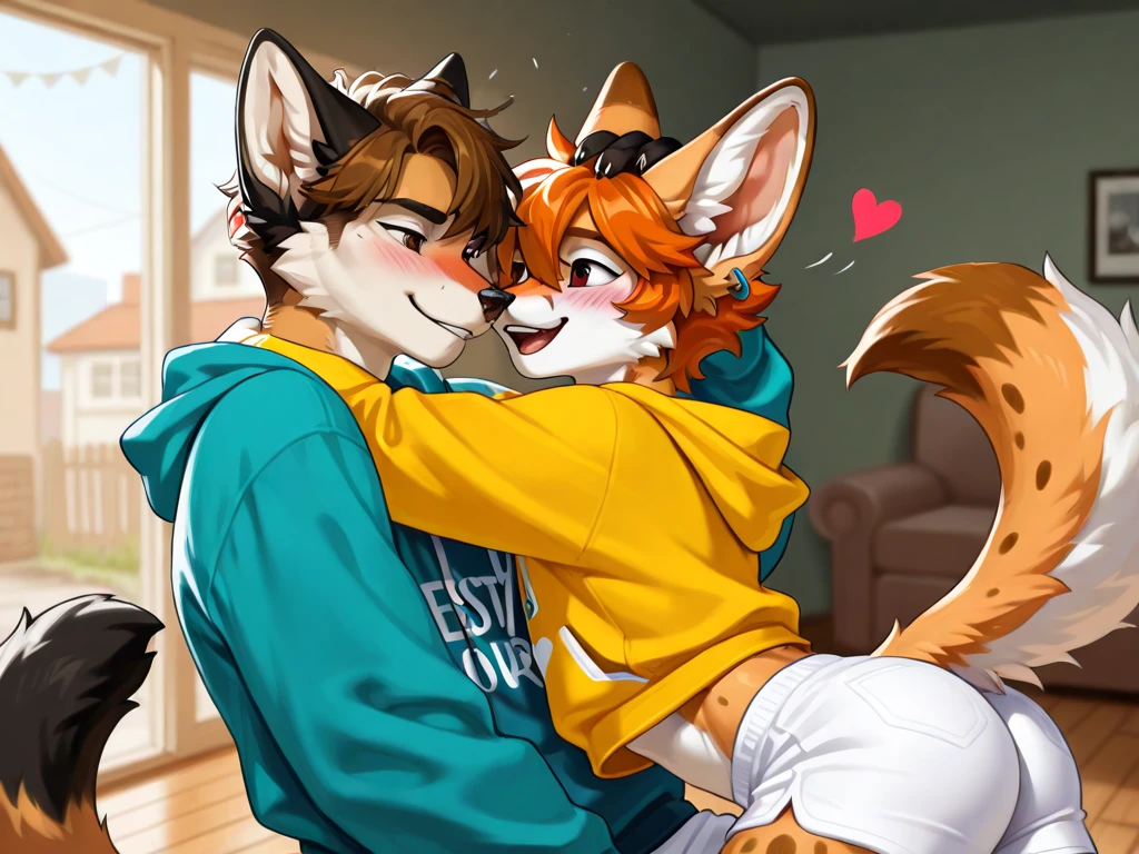 author：zackary911， （kawa：1.1）， e621， Dog-1， red fox， Humanity， femele， 独奏， Skinny black hoodie， furred， A body has three heads，Look upwards into perspective， Perspective from childhood， （He was looking down at the small）， curved thighs， enormous thigh， Fox with triangle details， Black outfit with red detailing V-neck， Fox with very brown ears， Yellow eyes，sixpack abs，colours，Yellow left eye，The right eye is pink，limp，Pink hair，Fox details on the body，with no underpants，Reveal Dick，by Zackary911，（Coffee soda：1.1），Hioshiru，Zackary911，red fox，Humanity，femele，独奏，tight black hoodie clothing，furred，One body has three heads，Look up and see，Perspective from childhood，（He was looking down at the small），curved thighs，enormous thigh， Fox with triangle details， Black outfit with red detailing V-neck， The fox's ears are yellow， blue gray， Yellow left eye， The right eye is pink， limp， Pink hair， Fox details on the body， with no underpants， Slum Brazil in window background， Black ears in her pink， Feminine and masculine scene bisexual style， Clothes written by girls，Brazilian，Brazilian，Exposes Dick 32 cm。