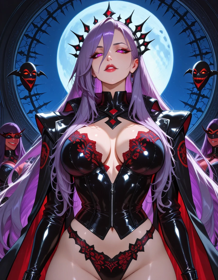 (masterpiece, highest quality)1 woman, 25 years old, tall, muscular, dark skin, medium breasts, high muscular definition, muscular, medium silver hair, amber eyes, tattoos (nun outfit, RPG priest, silver jewelry , silver rings, necklace and silver) in a temple, bitch smile,