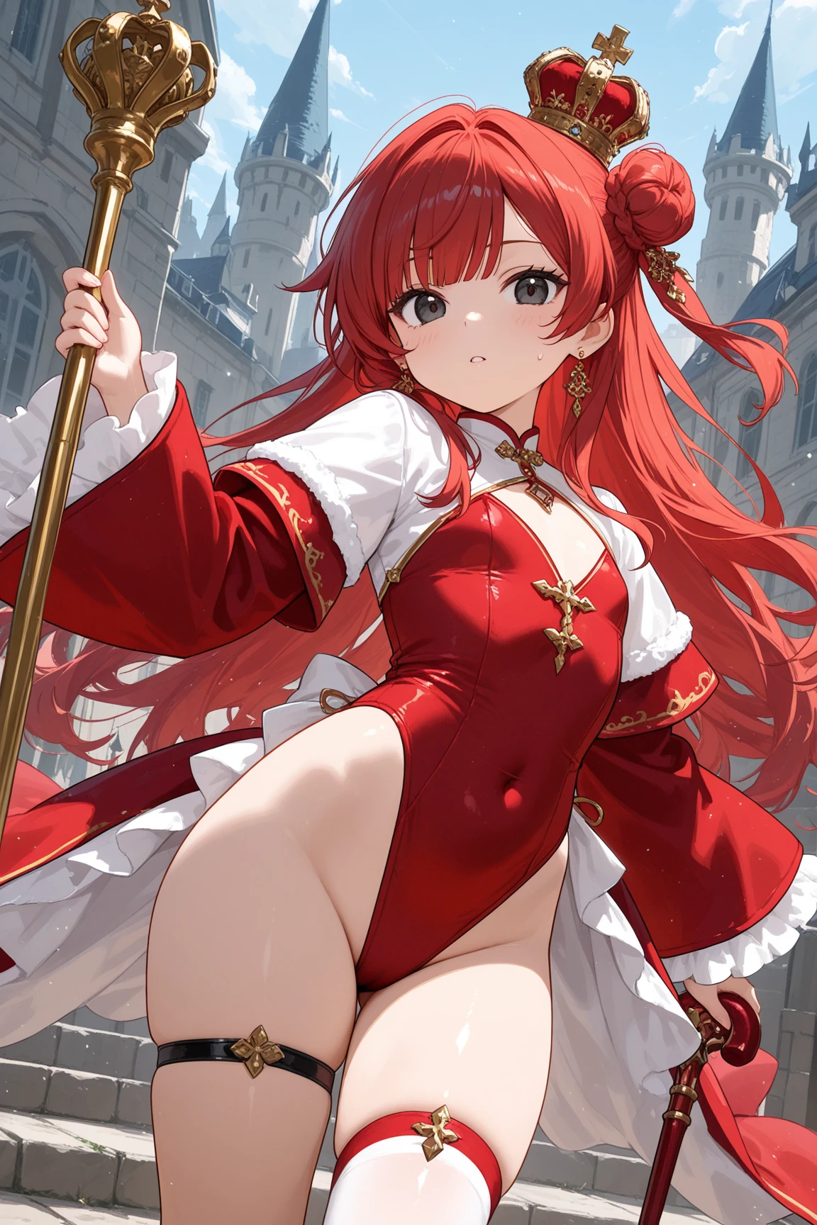 belle jeune fille aux long cheveux rouge en sous vetement avec plein de forme