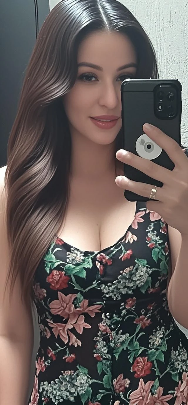 there is a woman taking a selfie in a mirror, Parece Fabiula Nascimento, vestido sexy, linda senhora, Mulher de 30 anos de Cuba, olhar sexy, vestido intrincado, roupa muito sexy, beutifull, roupa apertada, vestido aberto, roupa sexy, Ayahausca, with beautiful exotic, azul e preto, minivestido curto