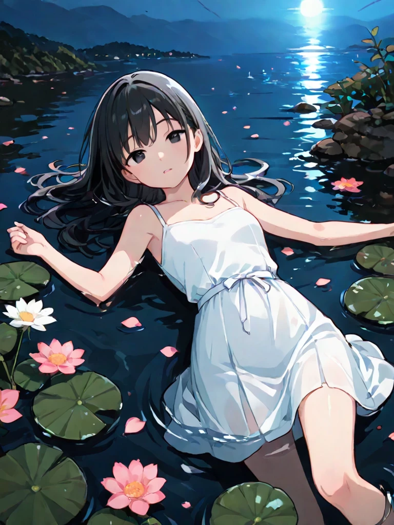 score_9_up, score_8_up, score_7_up, score_6_up, source_anime, 2D, flat, deep shadows, black hair, red sunset, red river, pigtails, white dress, straw hat, brown skin, rating_safe、kawaii, small breasts, slender, coquettish skin, (blush, wet, looking away:1.3), smile, happy, water drop,
bottomless, various posture,
looking at viewer, closed mouth,
outdoor, Yosemite National Park, (playing in the river, have fun, blue water:1.2),