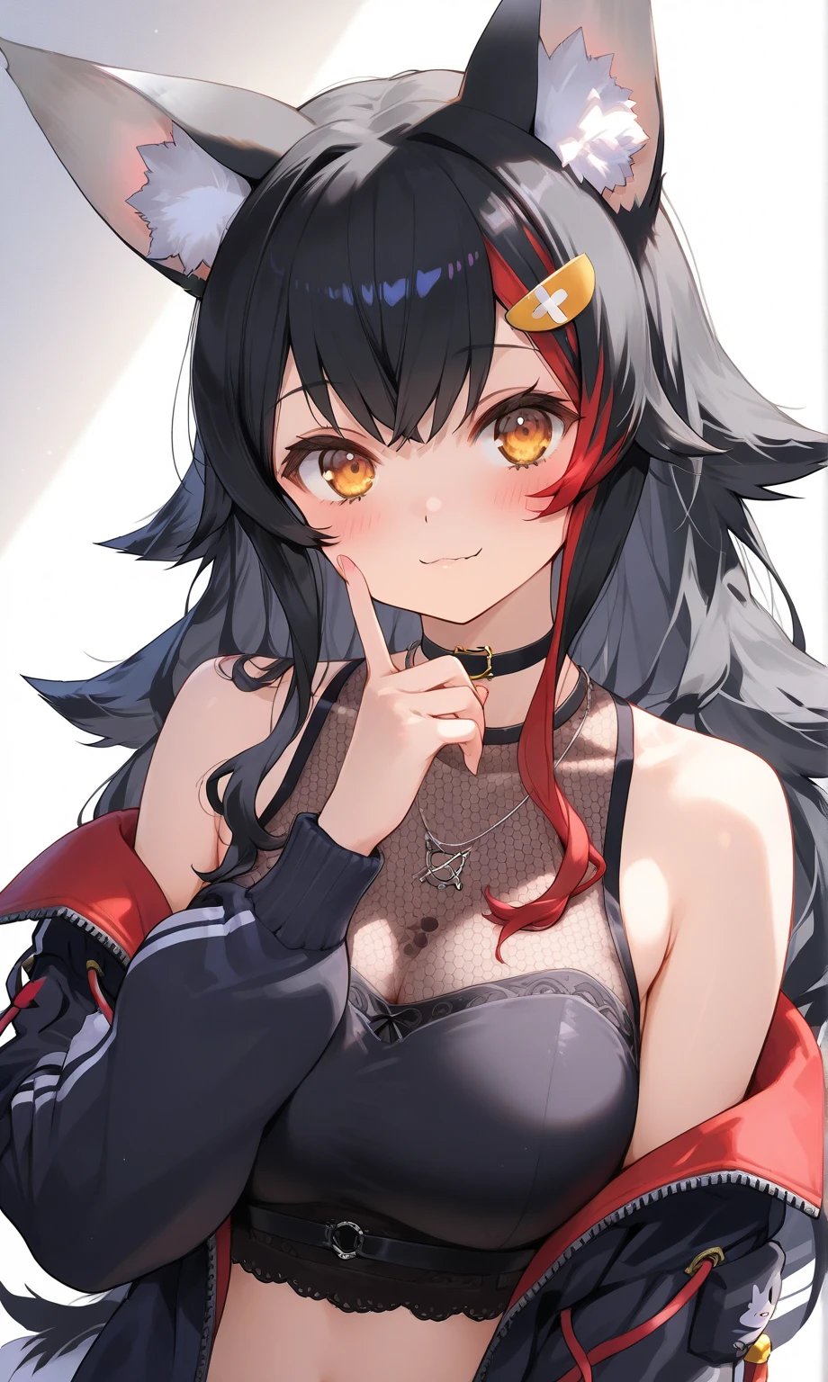 HuTaoV4,1girl,solo,long hair, off shoulder, collar bone, cleavage, look at viewer, perfect fingers, armpit peek, jacket, one piece clothes, frill,