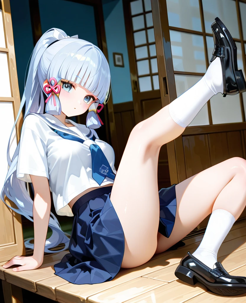 NSFW,Hololive,Shion Murasaki、1 female、Long Hair,pantyhose,High-quality lingerie,blush,(Perfect hands),(Perfect Anatomy),(masterpiece),(highest quality),Skirt Lift,School