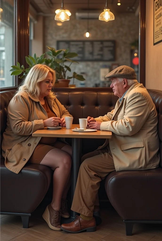 British woman, big breast , big ass , drinking coffee with police officer,