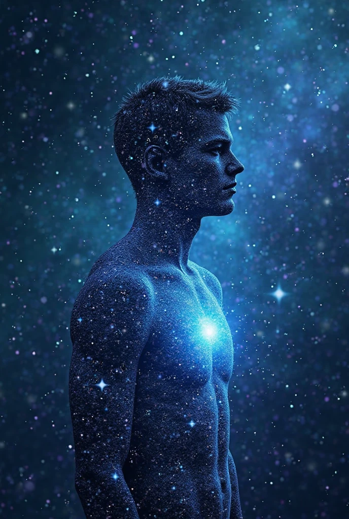 Mystical man in the middle of the universe Astral body, Etheric atmosphere, Auric