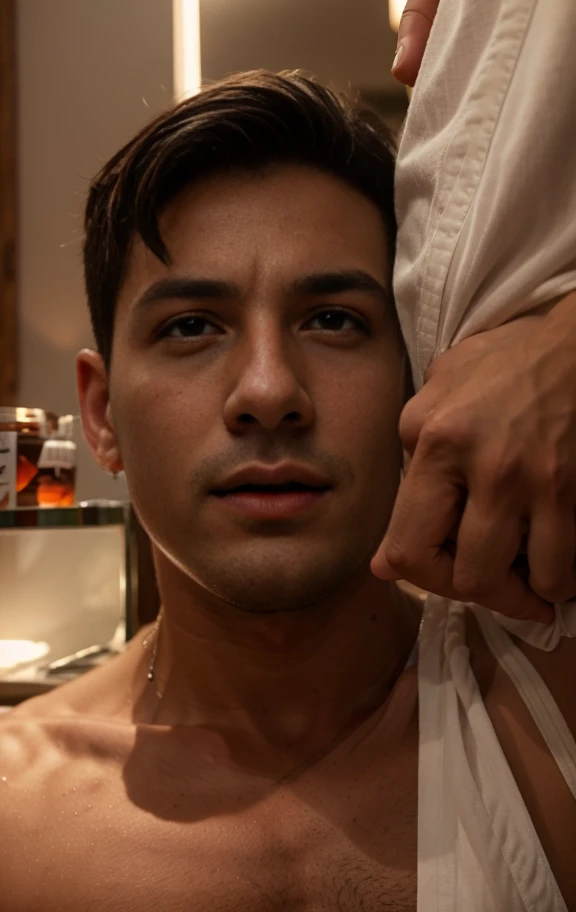 homem de 30 anos do Brasil, barbado, muito bonito, looking-into-camera, imagem detalhada, UHD, 8k