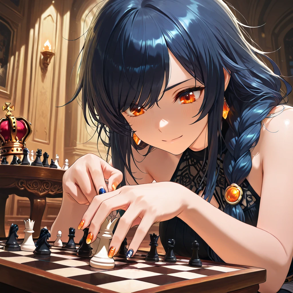 Hyperrealistic amazing cinematic a woman is playing chess on a chess board with a giant chess piece in front of her and a giant chess piece behind her, Artur Tarnowski, unreal engine render, a 3D render, photorealism, volumetric fog, tonalism, film, professional, CG, {4k|8k} HDR, highly detailed, high budget, intricate, award-winning, professional, highly detailed, vibrant colours