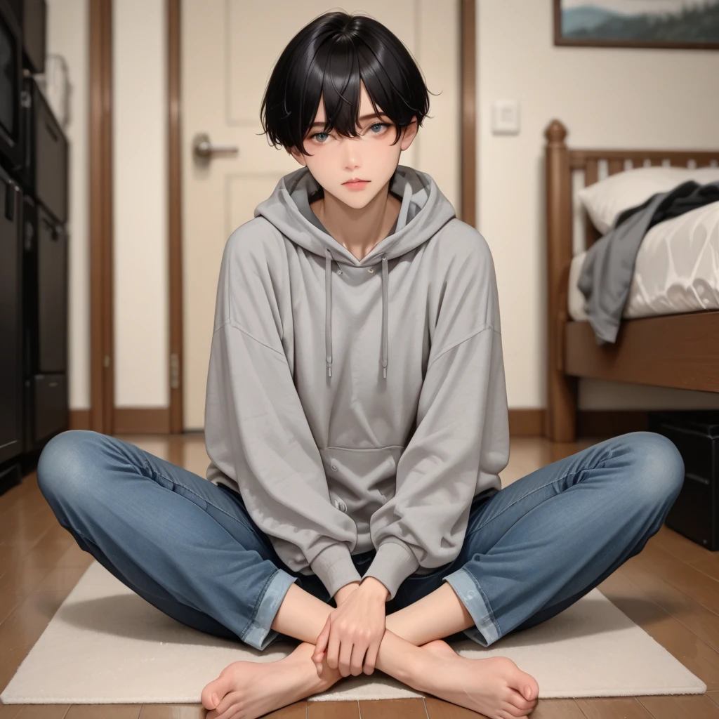 anime - style image of a woman sitting on the floor in a living room, the anime girl is crouching, realistic anime 3 d style, 3 d anime realistic, anime styled 3d, 3d anime girl, made with anime painter studio, 3 d anime, sayori, 3d anime, asuka suit under clothes!, pixiv 3dcg