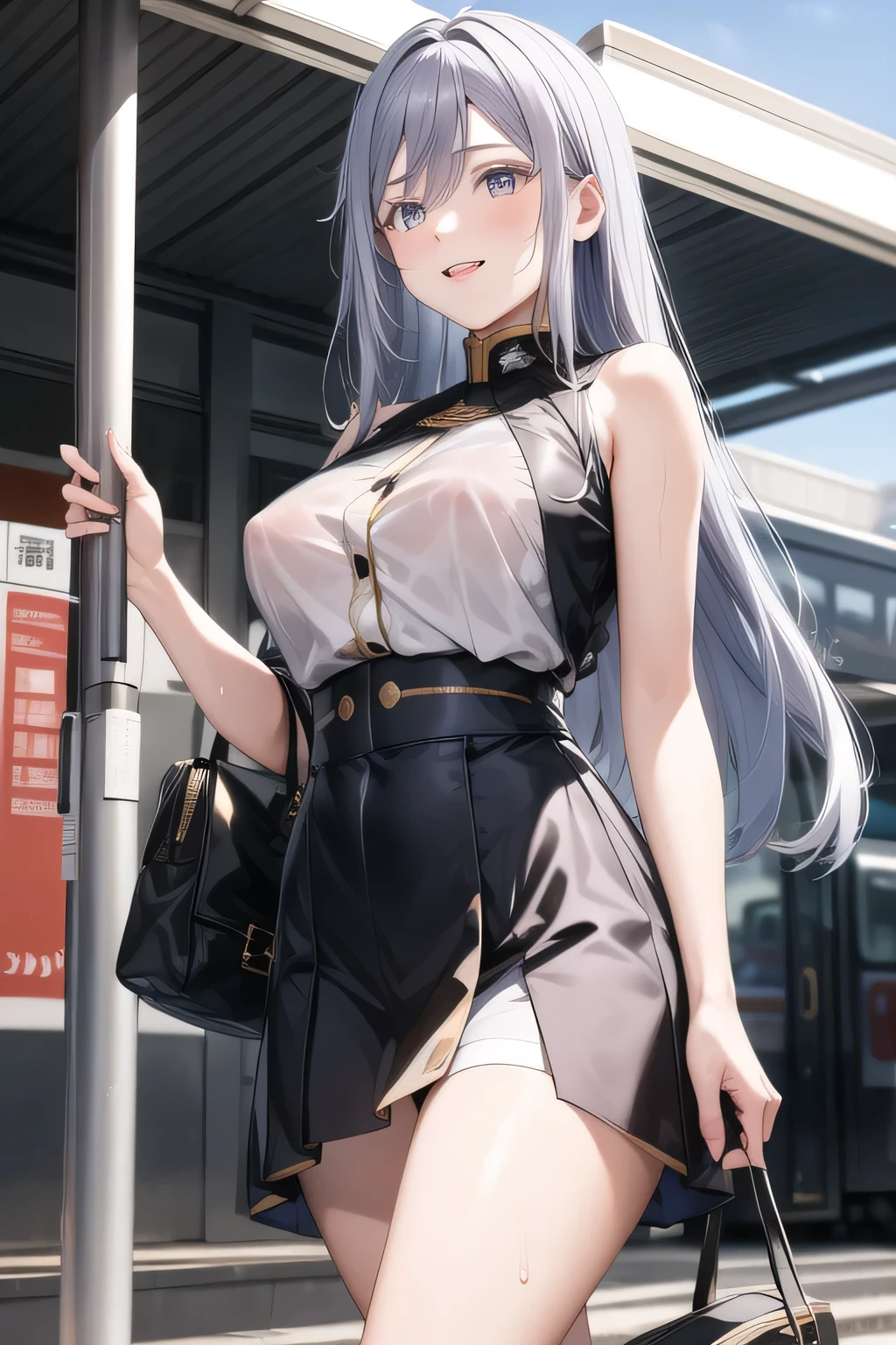 nice smilesの女性,I need a face,My whole body is soaked in rain,Transparent skin、Sticking nipples,Big Breastsでもウエストが細い,My nipples are pointed、It's see-through when it's wet,Big BreastsをさらにBig Breastsに描いて下さい,,nice smiles,Can you draw a woman looking at a train,Picture a woman waiting in front of the car in front of you,東京の地下鉄ホームでwaiting for the train女性は描けますか, ,congestion,waiting for the train,fun,Underground railway stations ,The sign hanging on the wall,{{X}},Please explain her look more delicately,walking alone, city tour ,,(((I'm wearing casual clothes inspired by tourists))), I have a SLR camera ,(Let's draw a more delicate look),(sleeveless wool sweater),( Pleated Legs,white panties),(That work is enough for one person {X} can you draw the perfect balance to suppress destruction)、 That's enough,frown。unless the job requires it。 {X}、 , An attractive 40-year-old woman takes off her uniform、jump off, big black wavy hair, , Big Breasts, thin waist , , ,Faces are very important,