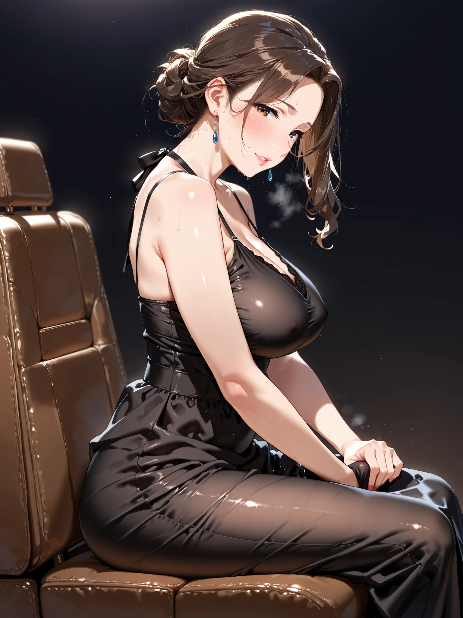 (masterpiece:1.2, best quality),(Line Art),(monochrome),(Very detailed),8K,wallpaper,Fiat 500,1 female,Mature woman,48 years old,big eyes,Long eyelashes,(thick lips),Black Hair,Feel free to hairstyle,Beautiful skin,Glowing skin,Beautiful female hands,Detailed hand drawing,Beautiful legs,(whole body),rest(cheongsam),(In the background is a Chinese room),(((Background blur:1.5))),((sit))