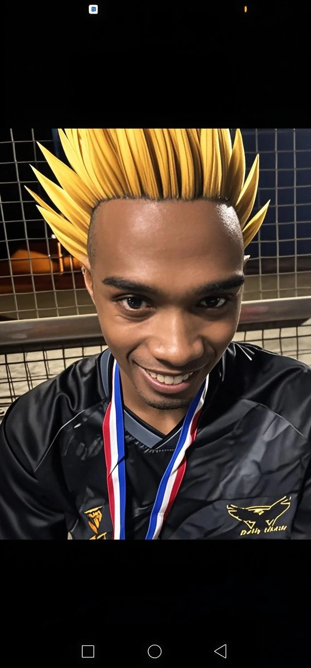 a super saiyan, extremely detailed face, realistic and beautiful hairline, clear skin, realistic hair, highly detailed portrait, dramatic lighting, cinematic colors, volumetric lighting, cinematic composition, hyper realistic, 8k, best quality, masterpiece