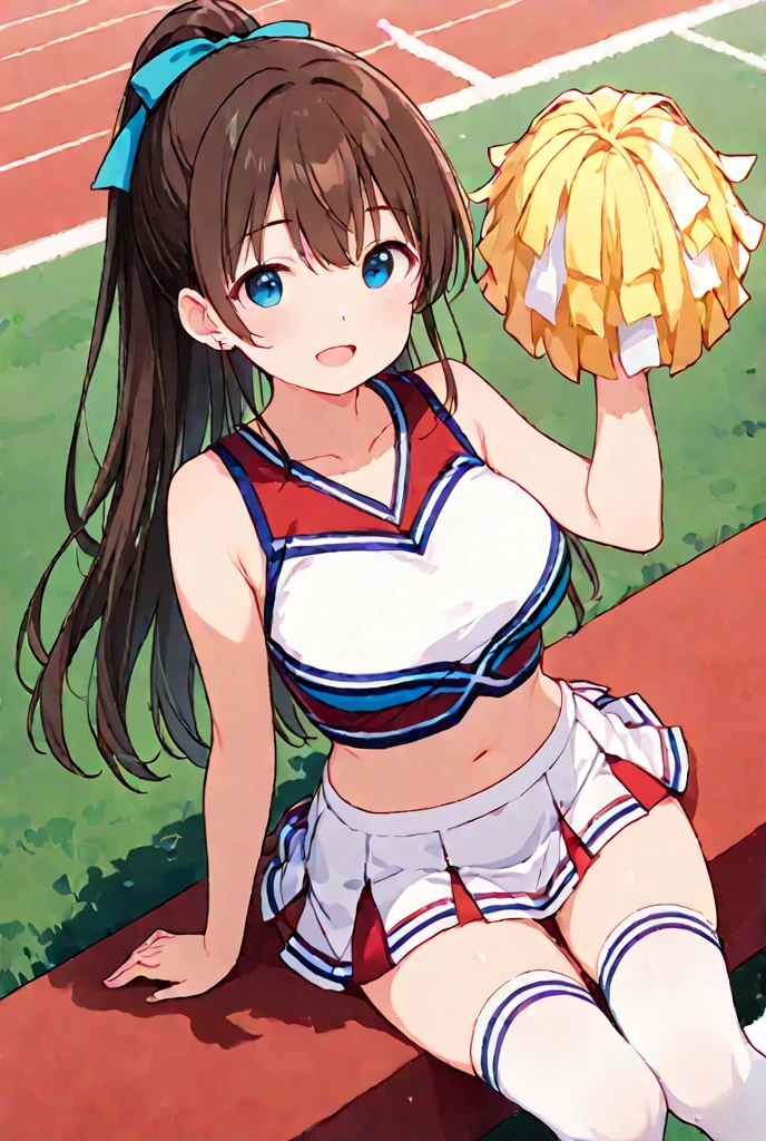 (best quality,4k,8k,highres,masterpiece:1.2),ultra-detailed,(realistic,photorealistic,photo-realistic:1.37)highres,portrait,beautiful girl, ultra-detailed, realistic:1.37, sketches, 1trainerleaf1, full body, sleeveless shirt, black wristbands, visible thighs,sitting,red skirt,blue shirt, loose socks, white footwear,sexy pose,smile,upskirt,white panties,in a stadium, brown hair, hat, brown eyes,beautiful detailed eyes,long lashes,beautiful eyes, anime style eyes, ahegao, perfect hands, dinamic pose, loved look, open mouth, smile, encanto femenino, pokeballs, pokeballs on floor, night city, bukkake, cum on face, cry, crying with open eyes, penis over face, 
