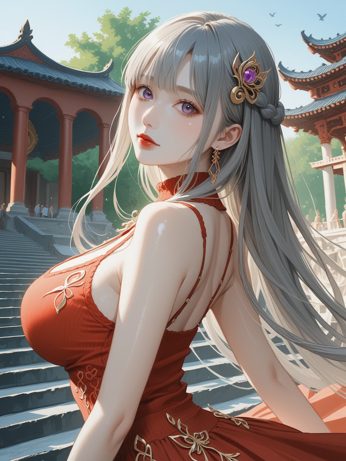 最high quality, masterpiece, High resolution, One girl,(China dress:1.5),hair ornaments,necklace, jewelry,Beautiful Face,On top of that_body, Tyndall effect,Realistic, Dark studio, Rim Light, Two-tone lighting,(Skin with attention to detail:1.2), 8k uhd, Digital Animation, Soft lighting, high quality, Volumetric lighting, Frank, photograph, High resolution, 4K, 8k, Bokeh
