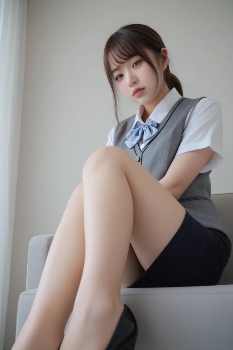 (White-Panty:1.35), (formal suit), Recruitment Suit,,(Professional portrait, Professional Writing) ,masterpiece,最high quality,Realistic,8k,Official Art, Ultra-high resolution, ,,,Medium Hair,(Blonde gradient hair:1.02), 8k,high quality, Super detailed, 最high quality, Very detailed, beautiful , (Professional portrait, Professional Writing) ,masterpiece,最high quality,Realistic,8k,Official Art, Ultra-high resolution,, , 　, , Medium Hair、Shrine maiden, , , 、(Show your panties neatly from the front:1.2)、Brown Hair、Cheerleader、、, (The background is inside a train:1.03), ,、,　,, , (Half-close your eyes:1.23), Sit with very good posture, (Low-Angle:1.36), (Focus between legs:1.24), (Knee to knee:1.13), knees together, from below, (legs properly aligned:1.11), sit politely, Align the legs,Knee Align, The seats are high,flight attendant,