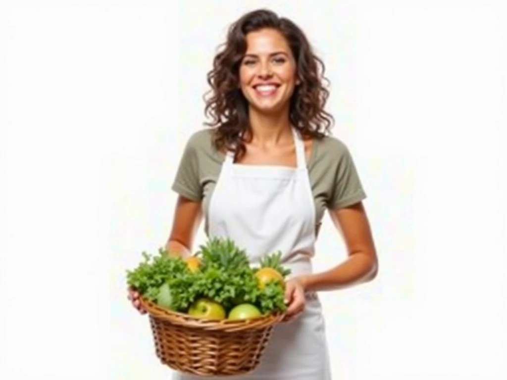 a woman in a green apron with a green badge, advertising photo, pixar style, she is smiling, with a smartphone in her hand