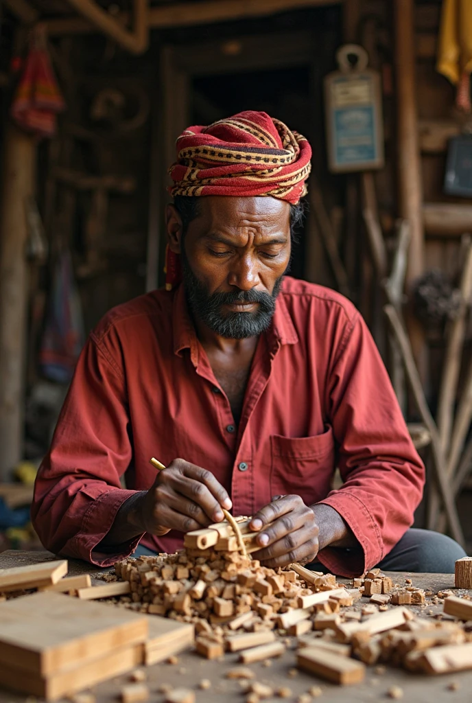 A poor man drawing India map in village