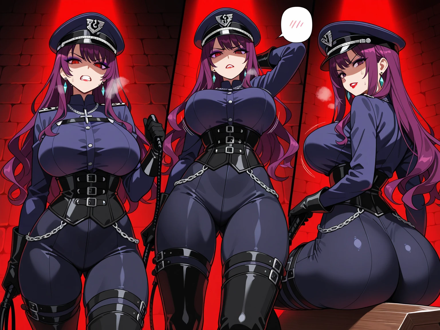 Multiple penises,Slender and sexy woman,Cum in mouth,Black thigh-high boots,Female police officer,Black Long Gloves,in the train,Molester,Multiple men,A man grabs a woman's arm,Put your hands behind your back,Sex,Creampie,ponytail,A lot of semen,