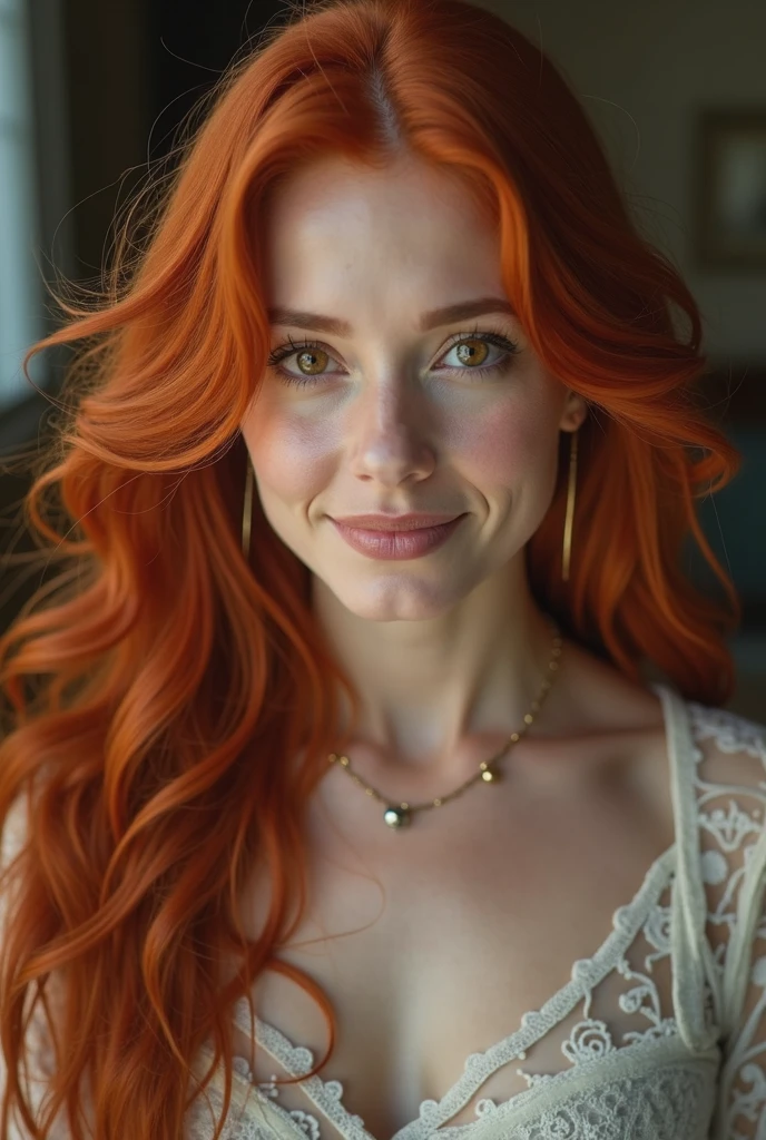 cinematic photo  <lora:quiron_simoneSimons_v5_Lycoris:0.87> SimoneSimonsQuiron woman, red hair, simone, simons, makeup,  Heroic stance,  . 35mm photograph, film, bokeh, professional, 4k, highly detailed