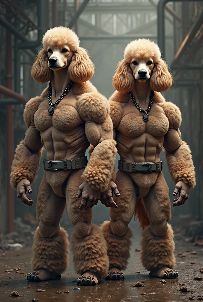 Freddy is a poodle who has a well-built body, anthro poodle, male, adult, white fur, pink hair, he wears a white underwear, buffed body, pink tail, sexy, beefy body, furred body, beautiful, furry chest hair, realistic, full body, photorealistic, ultra realistic, 8k, night, bare-chested,