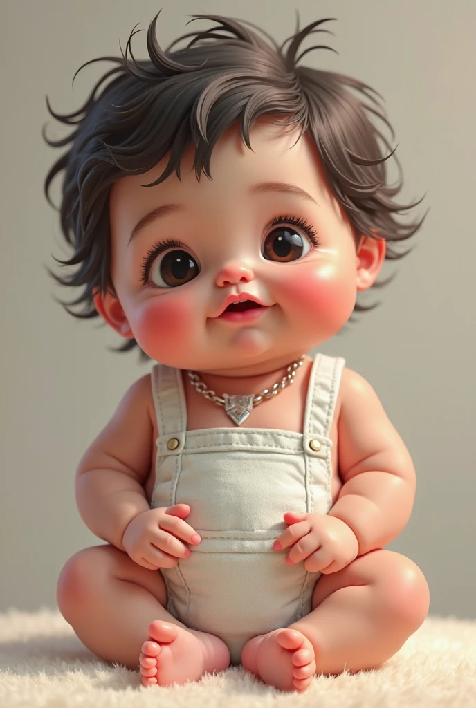 child 1 year, baby, olho castanho, bochecha grande