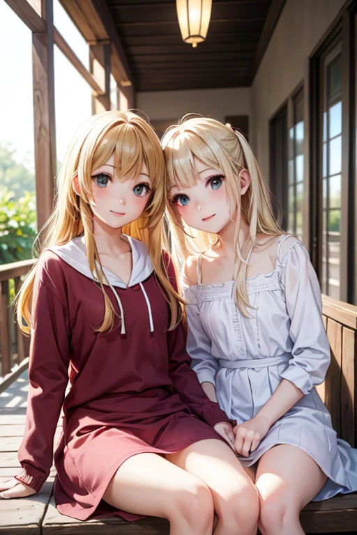 One cute girl in her late teens,Relax in an easy chair by the window,blonde,twin tail hairstyle,White dress attire,super fine,highest quality,accurate depiction