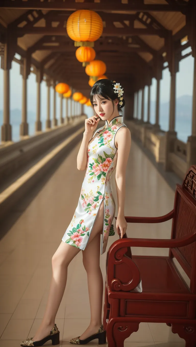 masterpiece,ultra highres,ultra detailed,best quality,
1girl,leggy,slim,gradient hair,<lora:xuer Shampoo_20240303193333:0.8>,qipao,full body,Wasteland Punk,