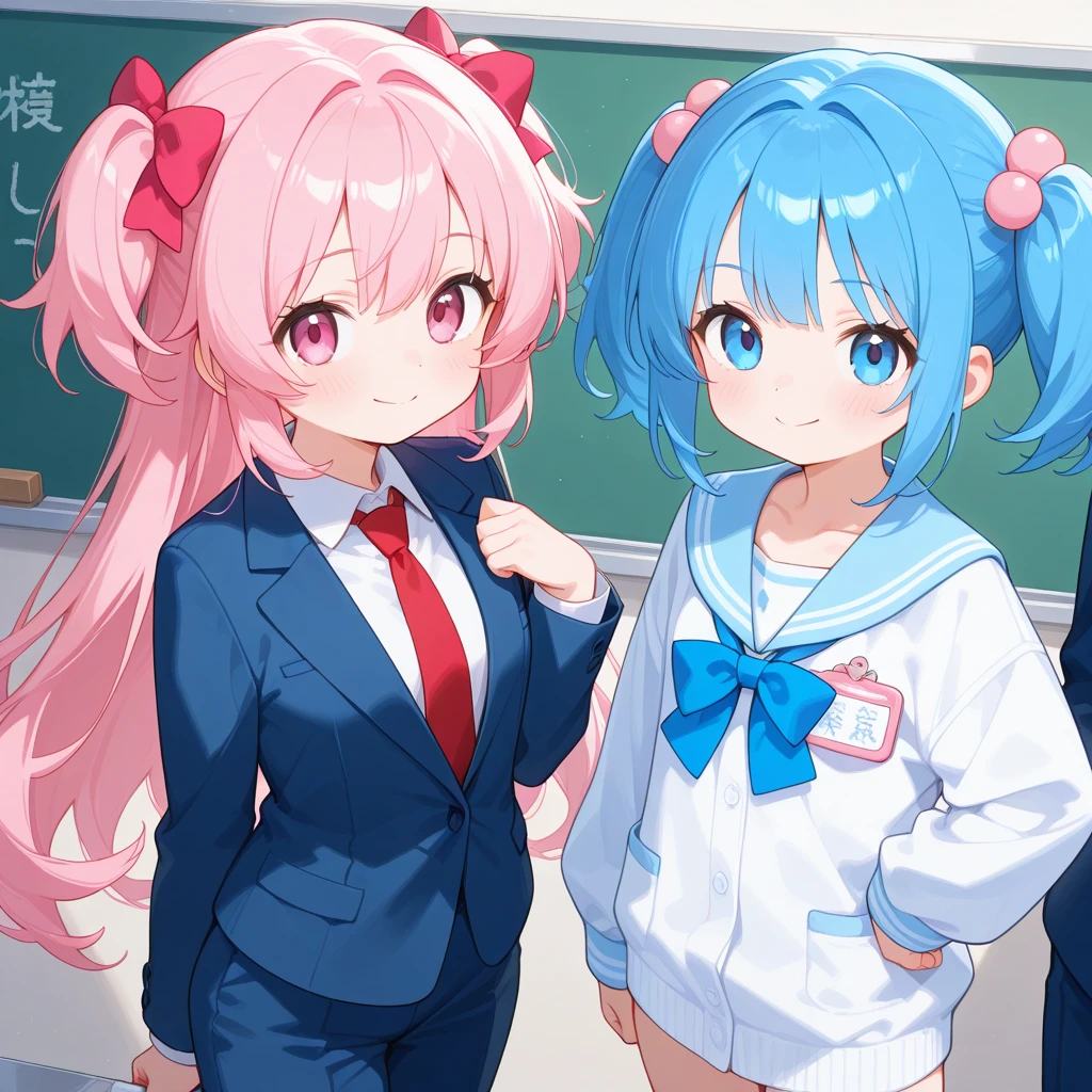 classroom、High School Uniform、cute、White pantiesが丸見え、16Year、(White panties:1.3)、Ultra mini skirt、Beautiful thighs、White panties、赤いミニスカートがめくれてWhite pantiesが見えてる
繊細、masterpiece、Highest quality、2 peopleの、2 peopleだけ、2 people、(((cute、Pink Hair、Long Hair、Twin tails,distinct eyes、haveは無し)))、(((cute、Silver Hair、Side Tail、High ponytail on the left、have)))、Flat Color、2 peopleとも正面を向いている、Sparkling eyes sketch(flying debris), (Highest quality), Very detailed, ((1 person)), Focus Only,dynamic,((smile)),Perfect Face, Beautiful Face, Very detailedな顔,