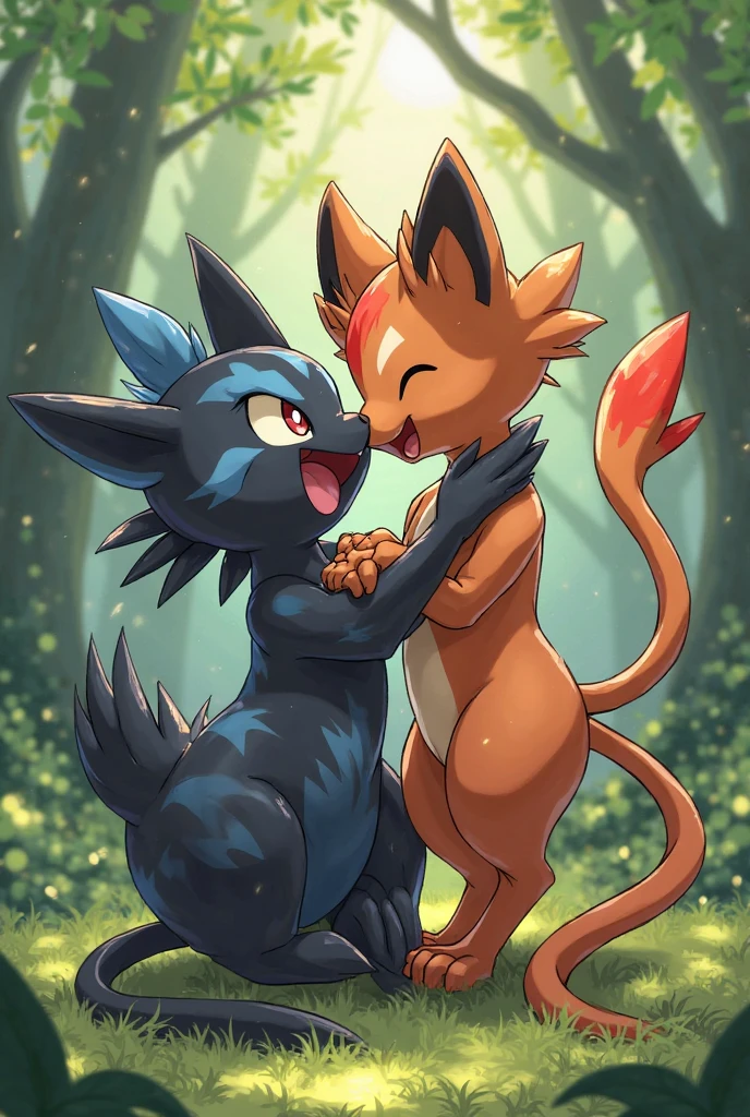 dominate, forceful blowjob, cum, drops of cum, thick drops of cum running down erect penis, chibi, a male shota lucario and a male shota zeraora, zeraora, lucario, the pokemon zeraora, the pokemon lucario, sidefellatio, neon penis, glowing neon penis, glowing penis, grab head, grab head with both hands, push down head, deepthroat, penis in throat, a boy crawling on all fours in front of a sitting boy, fellatio, blowjob, suck penis, penis in mouth, oral sex, FELLATIO, face fucking, side view, from side, fellatio, ballsdeep in mouth, balls deep in mouth, oral sex, blowjob, suck dick, suck penis, a boy with closed eyes sitting on a rock, a boy sitting on a rock, a boy crawling on all fours in front of a rock, a boy crawling on all fours through the water, half immersed in water, 2 boys, two boys, two males, duo, male male, ray tracing, bloom, lighting, reflections, high quality, detailed fur, detailed body, detailed features, detailed fur all over body. two males, (Libido Boy, Shota), gay, erect penis hanging in the air, jungle, river, roots, dark, night, no lights, fairy lights, darkness, foggy atmosphere, dense atmosphere, glowing environment, glowing penis, glowing neon penis, glowing eyes, fireflies, blushing, drooling, moaning, cum, cum in mouth, cum dripping from mouth, excessive amounts of cum on chin