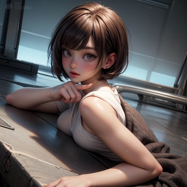 (((masterpiece, best quality, nsfw, nude, ultra highres, 1 girl, solo))), super detailed skin and face and eyes and pussy, beautiful japanese woman, small breasts, slender beautiful body, beautiful body style, skinny, perfect anatomy, show vagina and anal , beautiful pussy, ((((very short pixie hair)))), light brown hair, completely nude, white background, knee shot, spread legs,