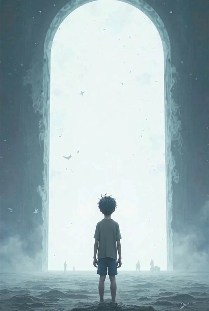 a boy in front of a big shivling of black colour
