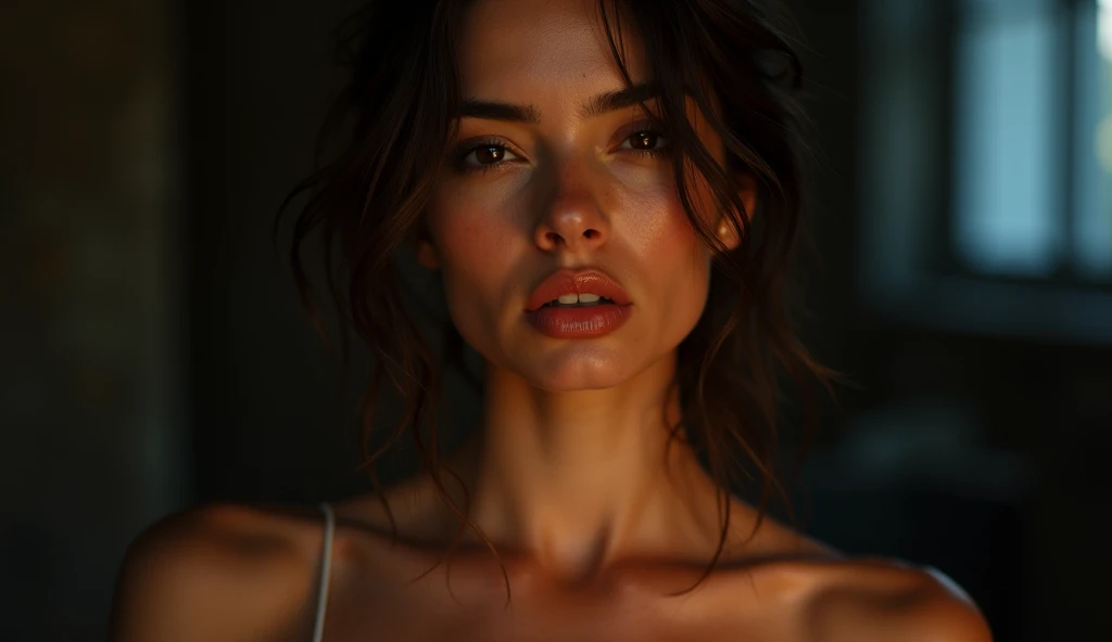 Generate an asthetic dp for girl look like real for Instagram 50 percent face hide bold and horny picture