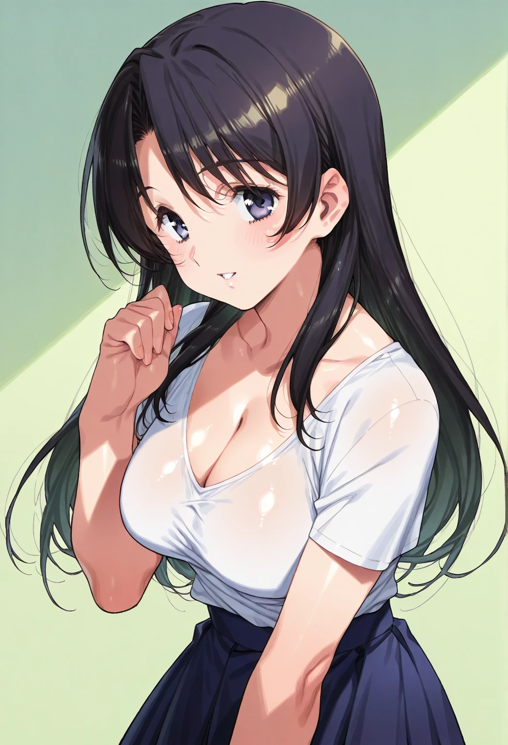simple background、(masterpiece、top-quality:1.2)、((facing front:1.2))、With bangs、Young woman at 17 years old、((The upper part of the body:1.2))、Promotional Art、offcial art、(show breast)、(Exposing breasts)、(Expose nipple)、fullnude、pubick hair、tits out、teats、NSFW