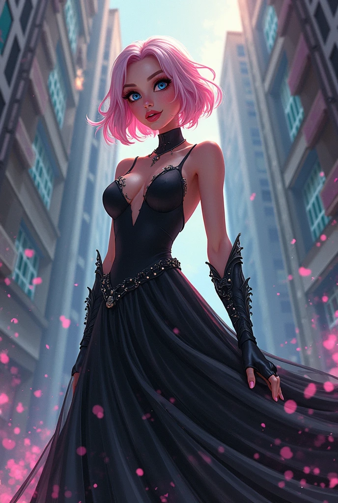 Sakura haruno, ((solo)), alone, princess, wearing a red princess dress, queen, happy, ((forehead to show)), standing, entering the church, pink hair, short hair, delicate, young, short hair, detailed face, high definition, ((full body)), (flowers around her), whole body, she is a beautiful woman, face with high quality, beautiful, radiant, high definition, delicacy, sakura haruno, sakura, gorgeous face, sharp features, anime, sakura haruno, anime, HD, red dress, small and contoured pupils, asian eyes